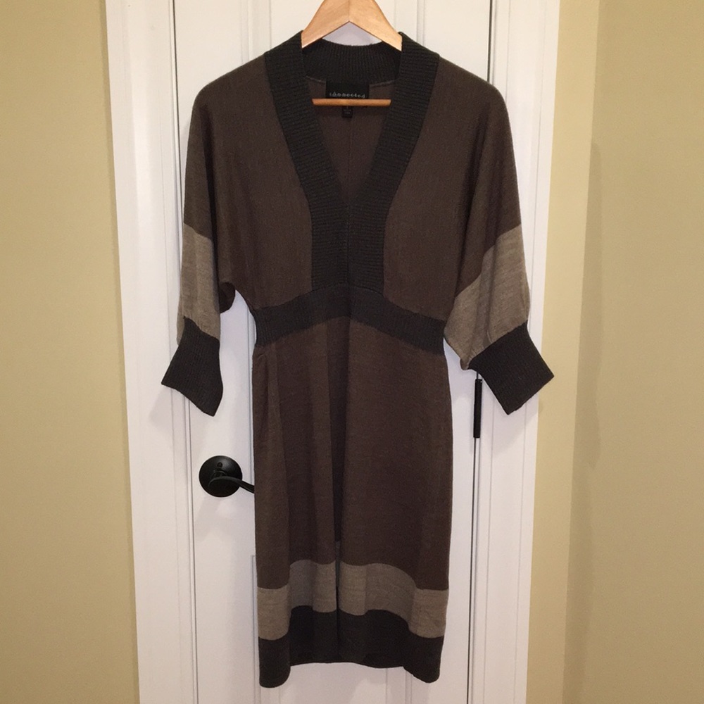 Connected apparel brown-multi sweater dress | Size S